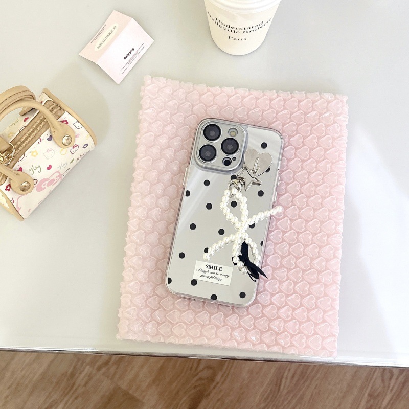 Etiqueta de punto de onda de espejo de nicho simple para Apple 16ProMax funda para teléfono móvil 15Pro colgante 14/13 Nuevo 15