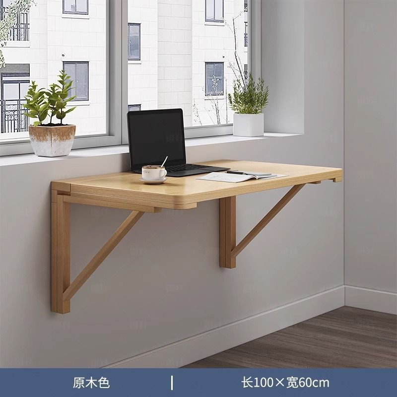 Mesa plegable en pared de madera sólida, mesa de computadora colgada en pared, mesa de escritorio, mesa de comedor colgada en pared, dormitorio cama contra la pared