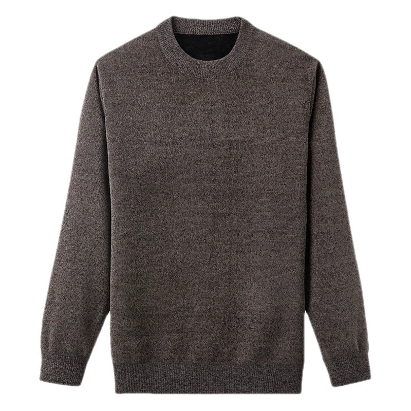 Мужская свободная Базовая Трикотажная Одежда для молодежи и среднего возраста, осенне-зимний утепленный свитер из синели с круглым вырезом и флисовой подкладкой, мужская одежда