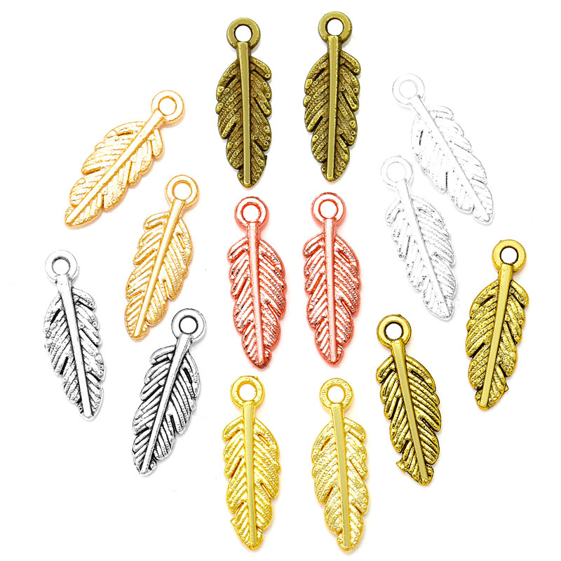 7 color small feather alloy jewelry accessories pendant diy bracelet necklace pendant factory direct D333