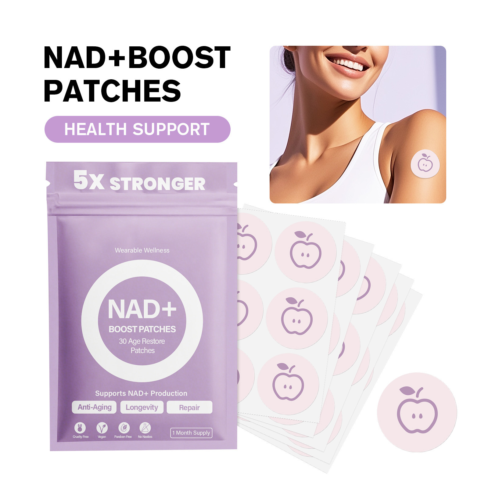 Cross-Border Label-Free Body Care Patches for Lazy People, Gentle Skin Nourishment for Arms and Waist, Show Off Your Figure, Glp Patches 30Pcs