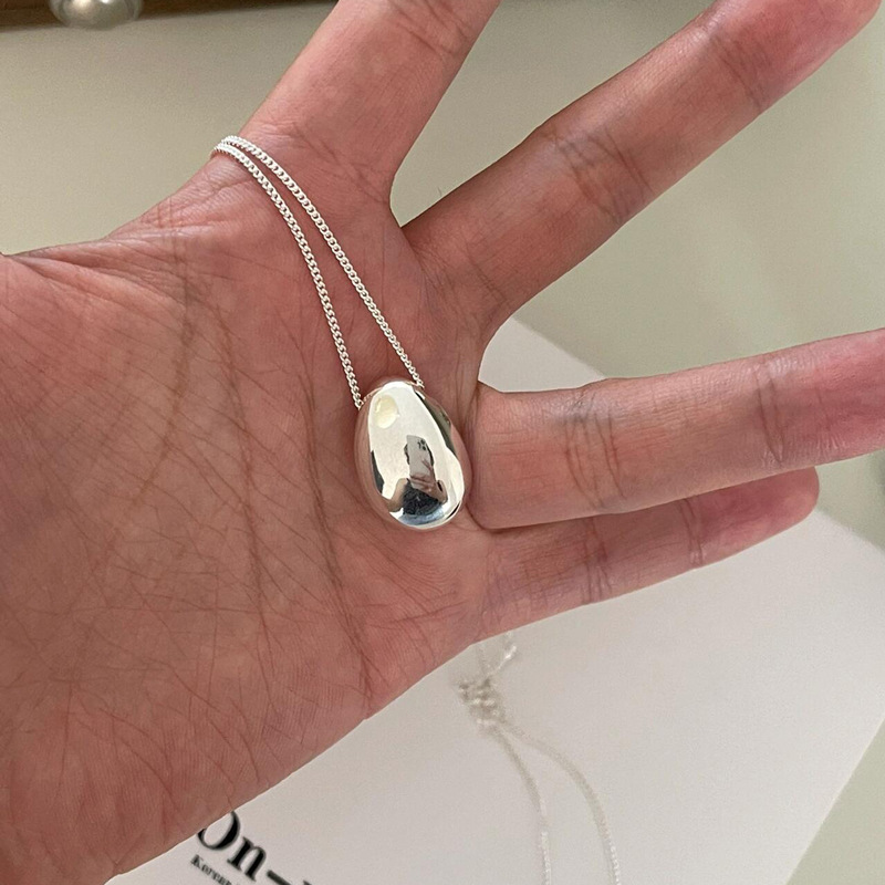 Myska S925 Sterling Silver Korean Blogger Glossy Water Drop Necklace Women's Accessible Luxury Fashion Versatile Cold Style Sweater Chain