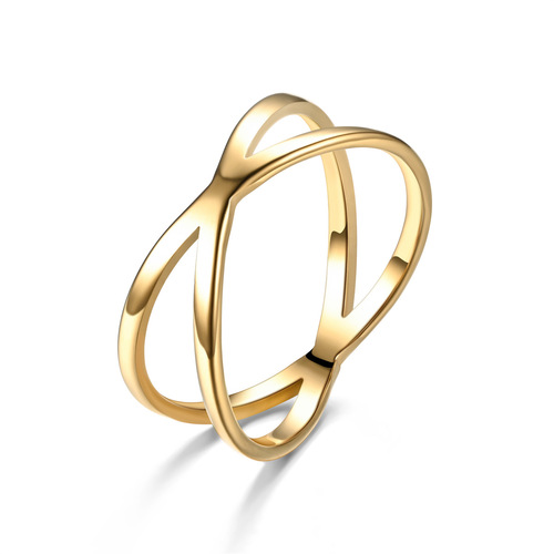 Cross-border Amazon stainless steel cross-holed ladies' ring, niche personalized titanium steel handmade jewelry wholesale
