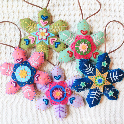 跨境新品 Embroidered Felt Christmas 刺绣毛毡圣诞节雪花装饰|undefined