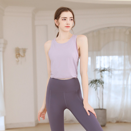 Fitness wear slim sports vest women's short sleeveless yoga wear gym training running quick-drying top summer