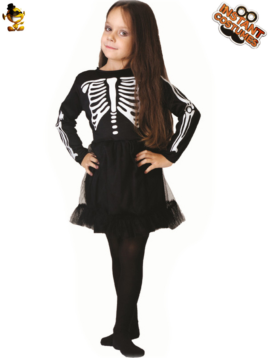 Estilo de los niños del horror Fantasma hueso falda carnaval Festival Halloween traje fiesta ropa etapa traje mascarada