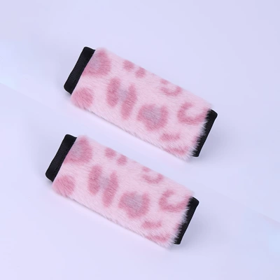 Car roof handle protective cover, plush leopard print, universal for all seasons, door handle cover (Other Automotive Interior Supplies) - 2-light-pink-leopard-print-car-roof-pull-gloves