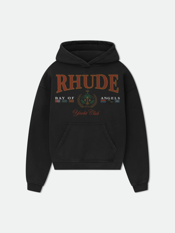 25SS跨境欧美潮牌RHUDE几何图案字母印花连帽卫衣男美式高街外套|undefined