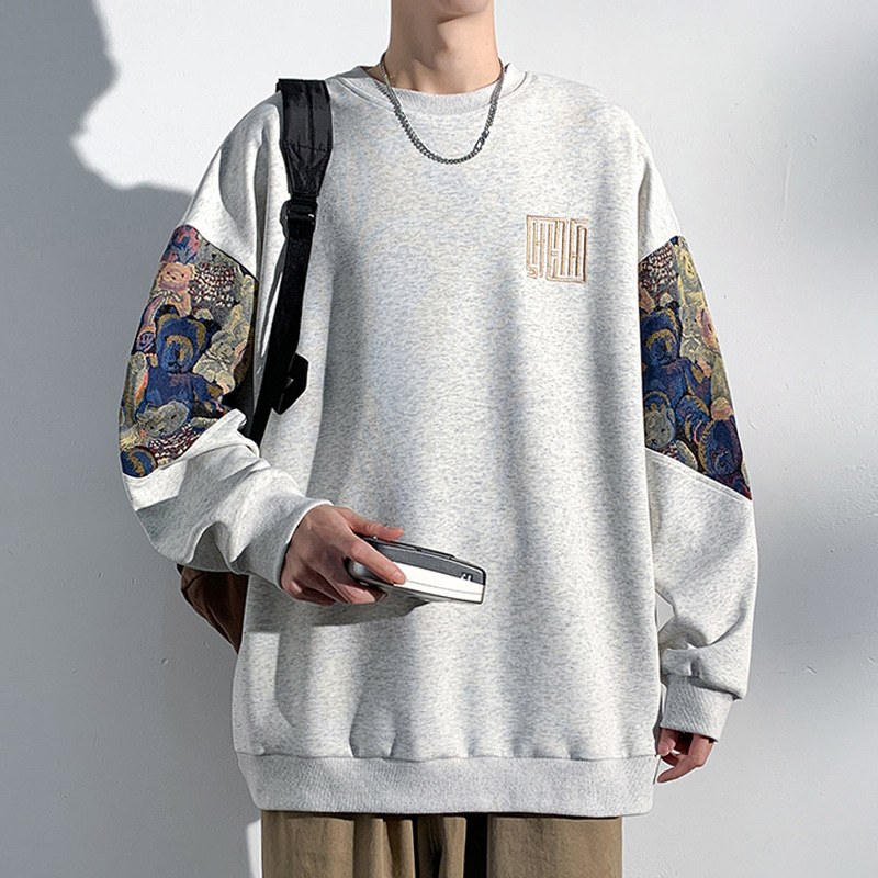 320 g schweres Herren-Sweatshirt mit Rundhalsausschnitt, trendige Marke für Frühling und Herbst, Oberteil mit Bärenstickerei, modisch und vielseitig_voghion.com