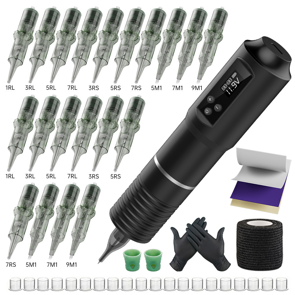 Tuffking máquina de tatuaje inalámbrica pluma de batería motor todo en uno pantalla LED de alta definición herramienta de máquina de tatuaje transfronteriza