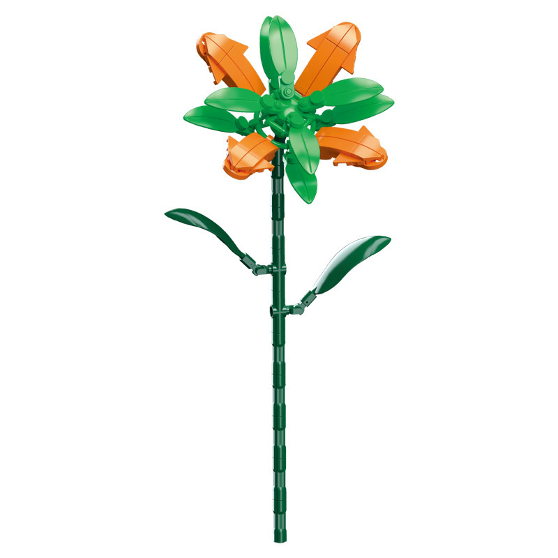 钻马积木花永生花束抱抱桶仿真花小颗粒积木DIY玩具七夕女生礼物|undefined