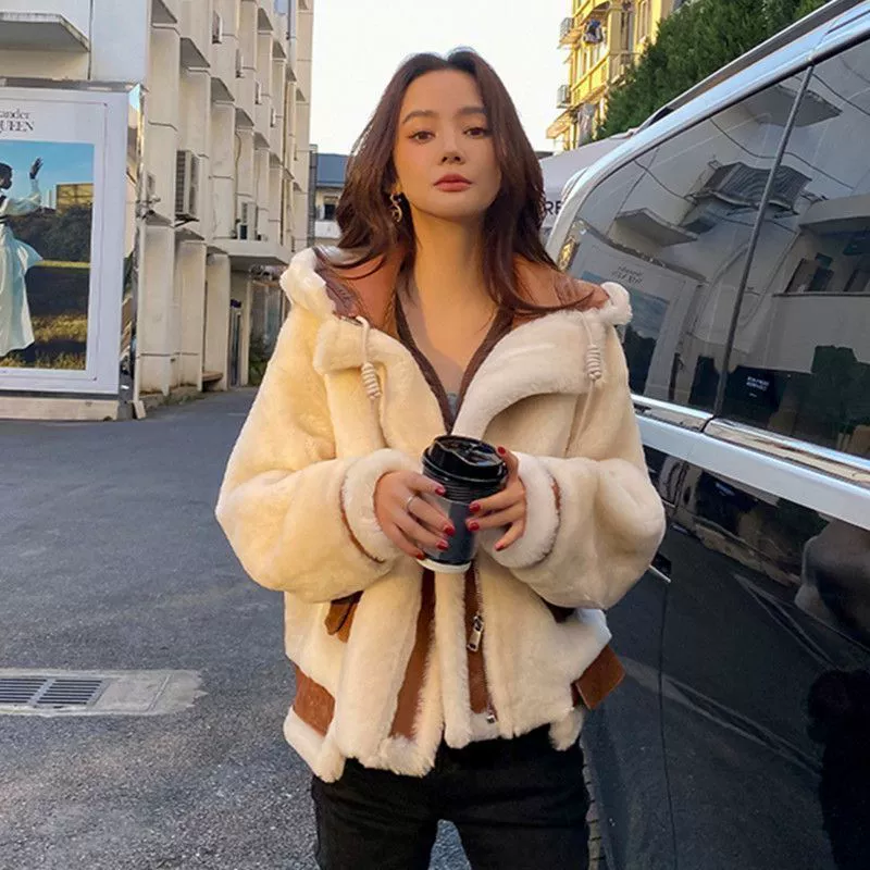Velvet winter jacket, warm hoody