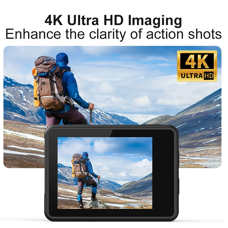 Спортивная камера 4K с высокой чёткостью, двойным цветным экраном, водонепроницаемая и антишок, уличная камера с Wi-Fi соединением DV