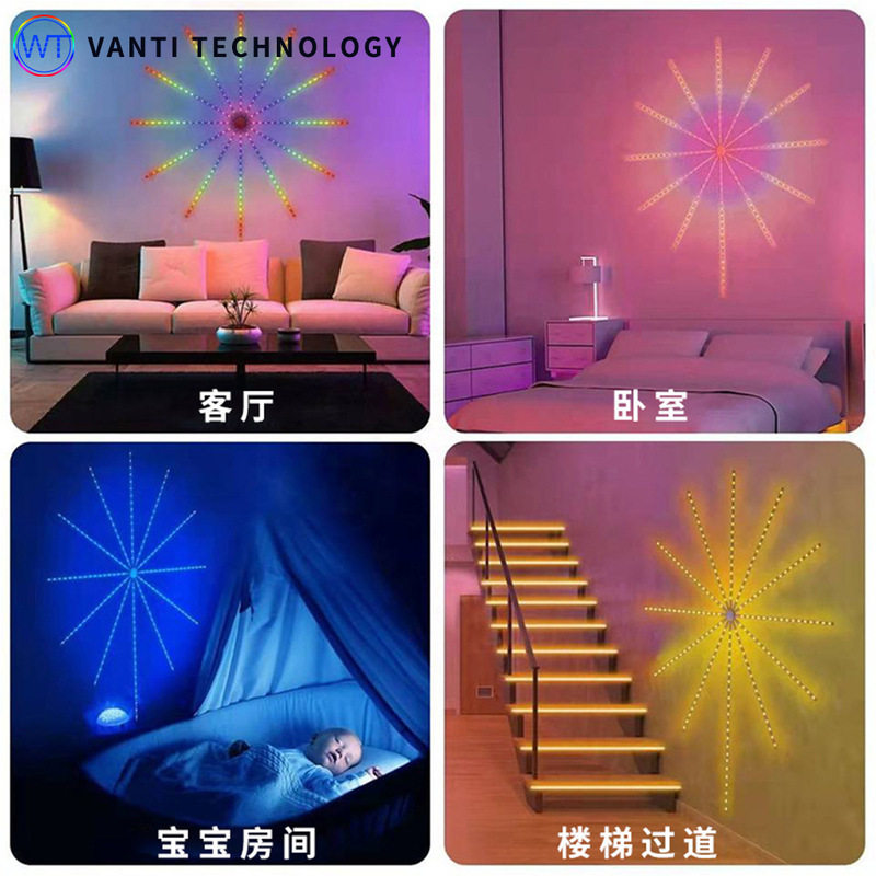 シンフォニー花火ライトアプリ Bluetooth 音声制御 5v 低電圧 LED ライトストリップ rgb 花火装飾屋外雰囲気ライト|undefined