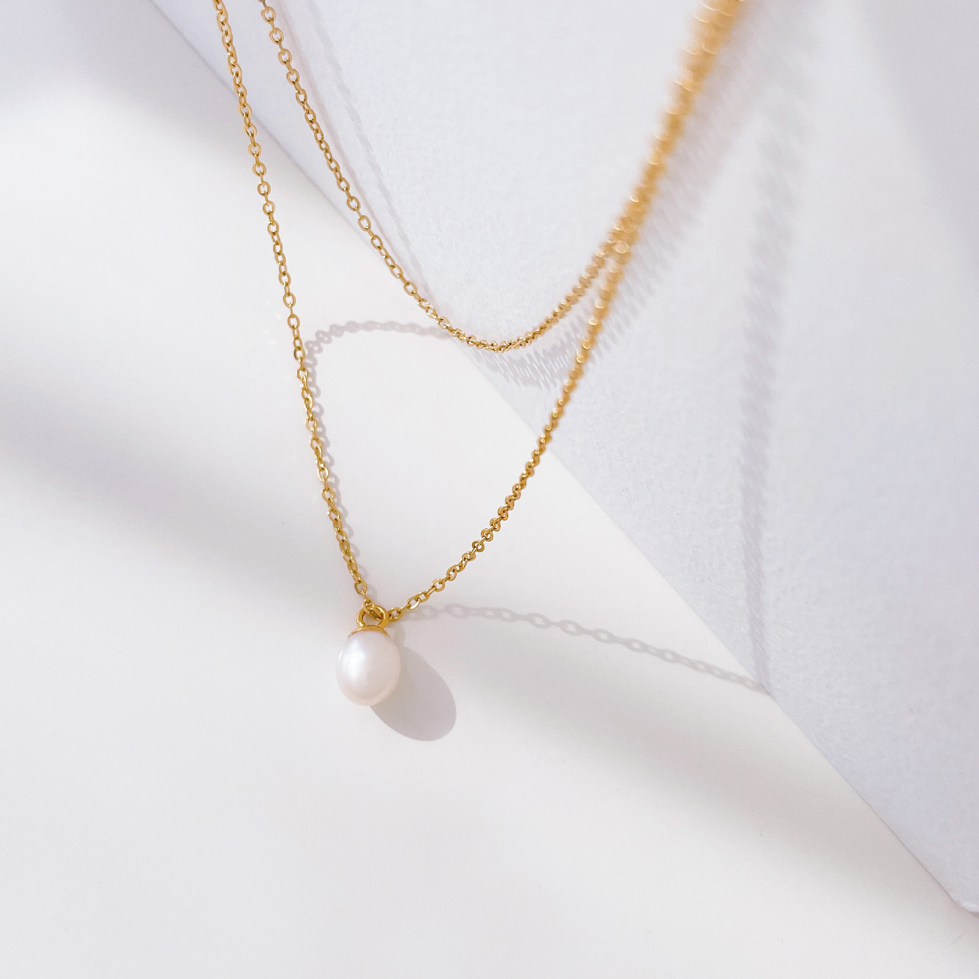 Elegant Geometrisch Süßwasserperle Titan Stahl Perlen Überzug Halskette display picture 7