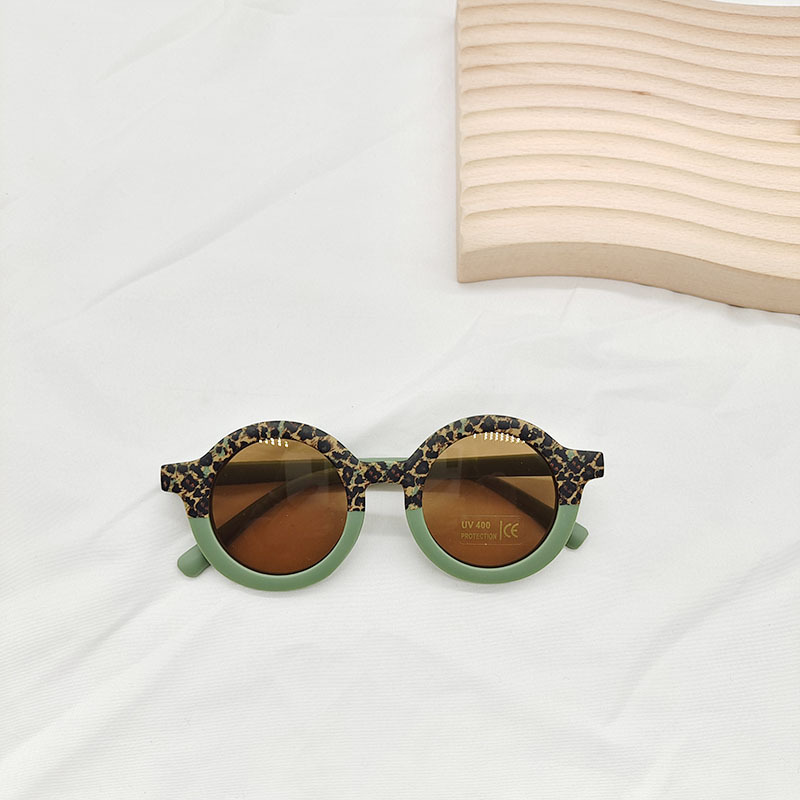 New Children's Sunglasses Fashion Round Frame Leopard Print Color Matching Sunglasses display picture 8