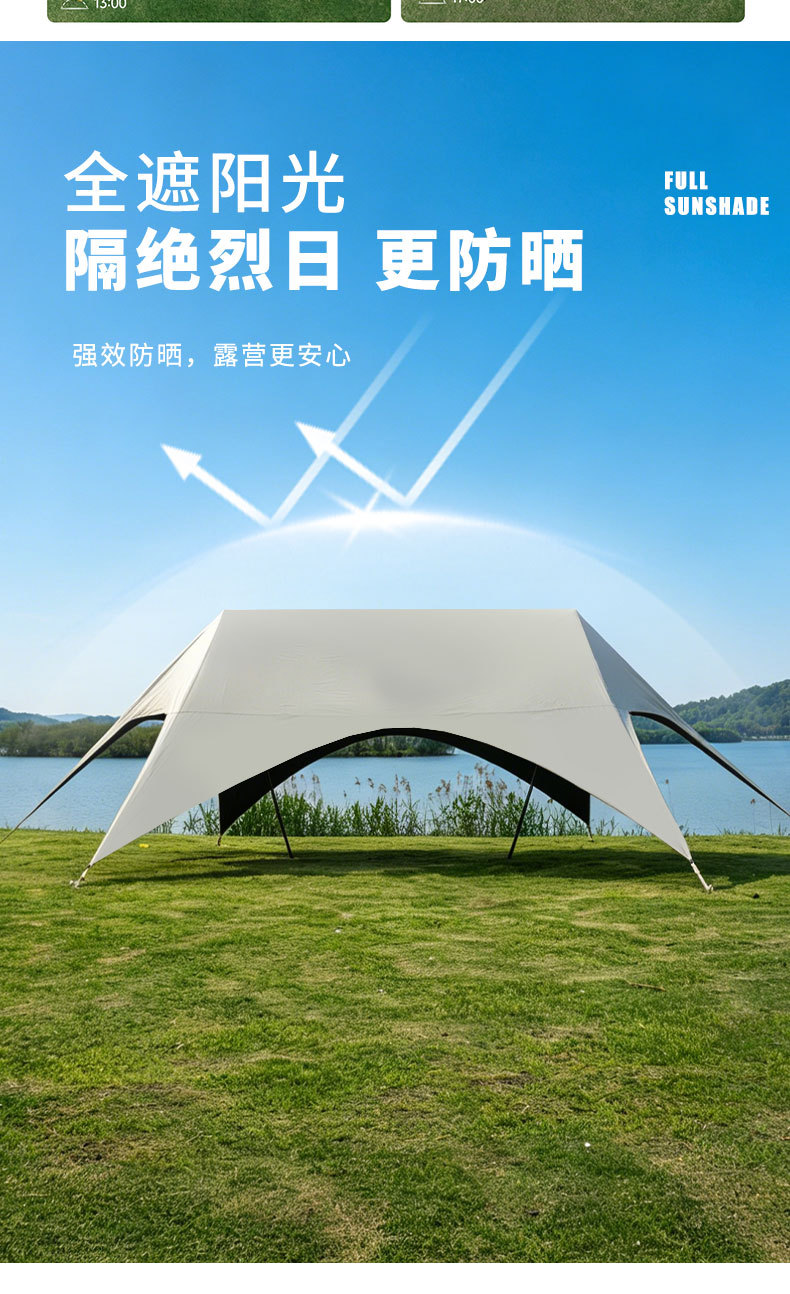 Thickened Black Rubber Tarp Outdoor Sunshade, Sun Protection, Rainproof, Essential Camping Gear, Black Rubber Octopus Hexagonal Tarp