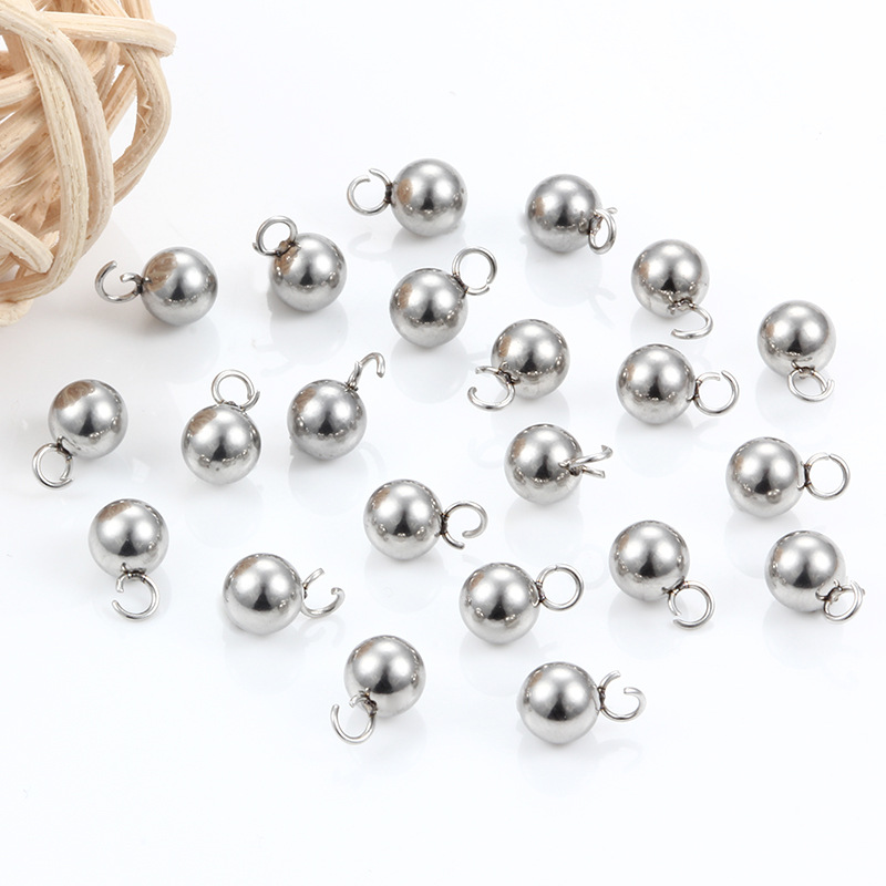 100 PCS/Package Diameter 5mm Stainless Steel Round Pendant display picture 2