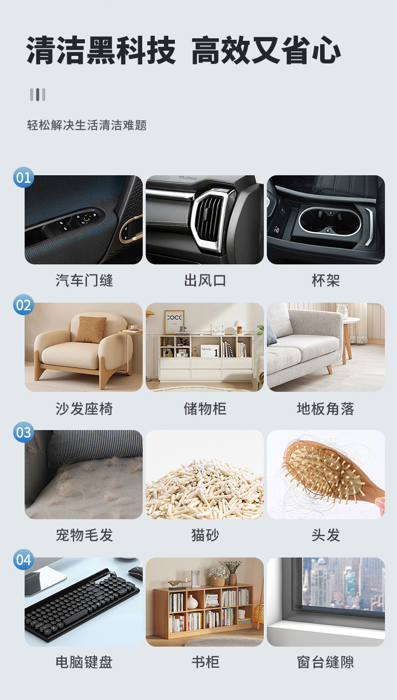 Portable Folding Vacuum Cleaner Household Wireless Charging Handheld Vehicle-Mounted High Suction Desktop Dust Collector