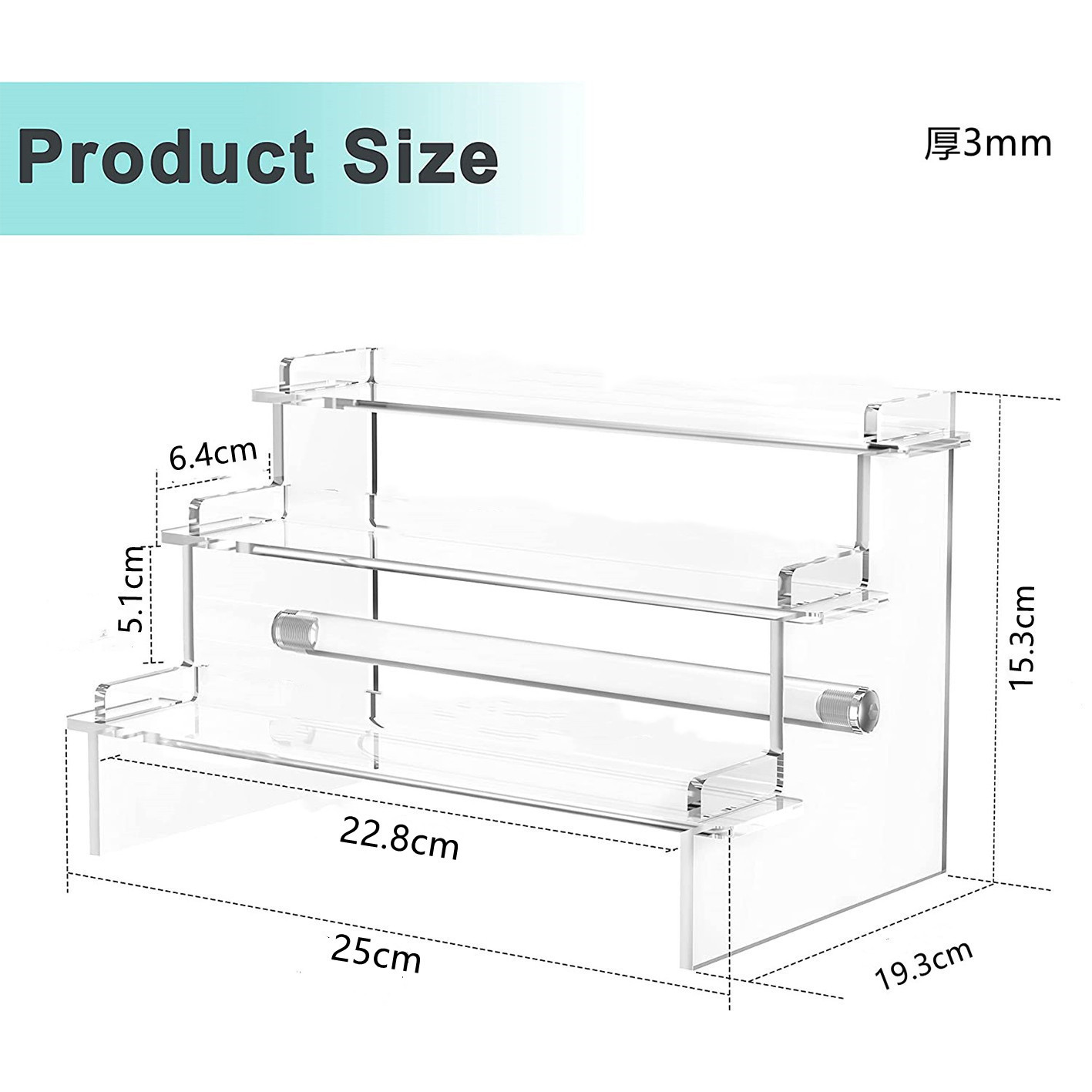 Estante de almacenamiento de perfume de tres capas de acrílico transparente caja ciega figura joyería de muñeca soporte de exhibición de cupcakes