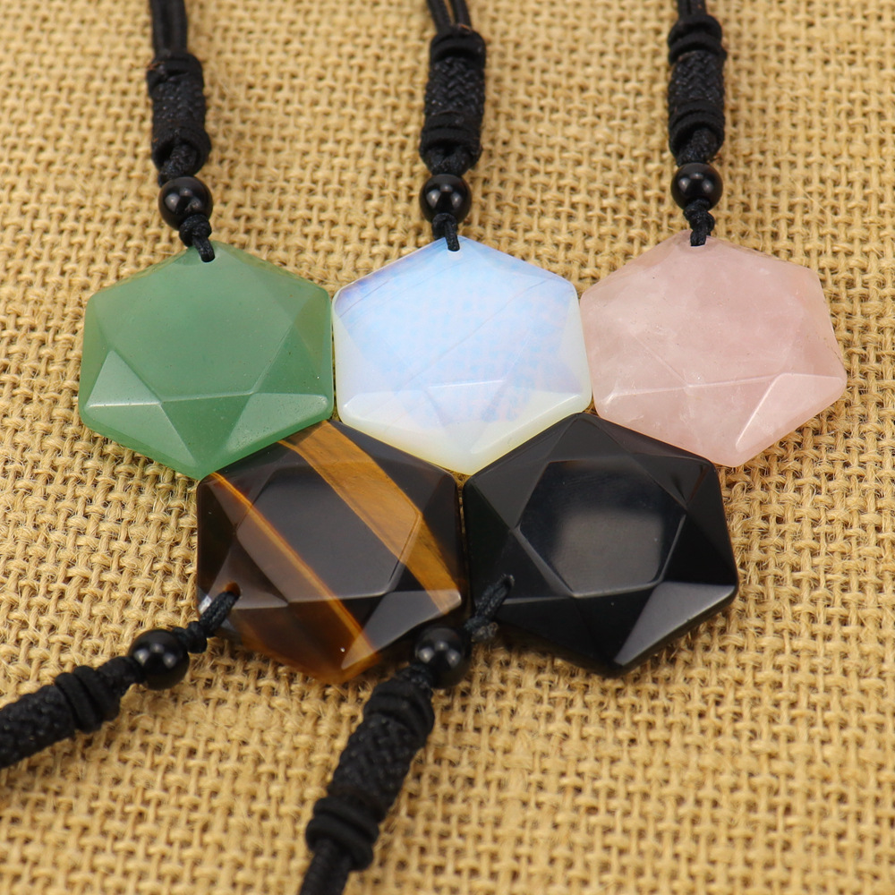 Fashion Hexagram Crystal Plating Pendant Necklace 1 Piece