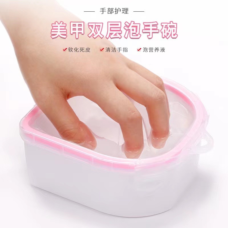 Nuevas herramientas de uñas mano tazón doble capa aislamiento mano tazón ablandamiento piel muerta mano tazón suministros de uñas ablandamiento muerto