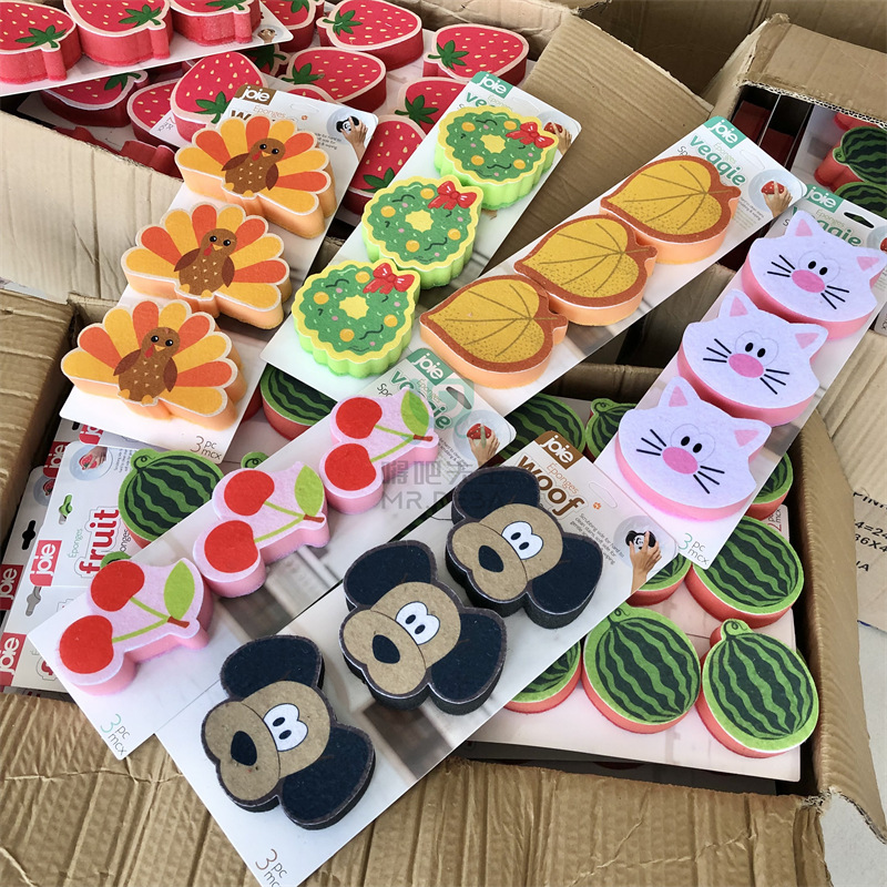 海外取寄せ品、カード1枚で3枚、漫画スポンジ、食器洗い用両面たわし、吸水性たわし|undefined