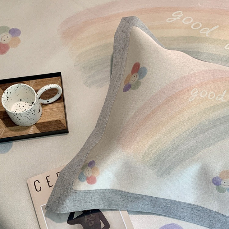 1200D Classy Ice Silk Mat Kidsren's Baby Cartoon Mat Three-Piece Set Foldableing Washable Baby Soft Mat Bed Sheetss