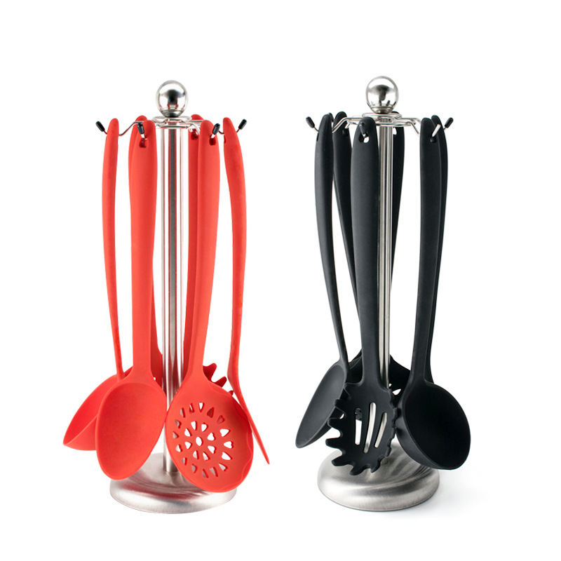 深圳厂家食品级硅胶厨具不粘锅漏铲漏勺汤烹饪6件套厨房用品工具