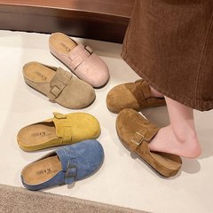 内增高勃肯包头半拖鞋女外穿2025秋季新款一脚蹬配裙子复古凉拖鞋