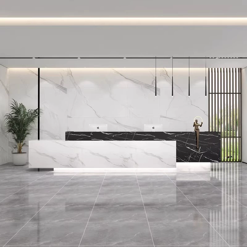 Современная стойка регистрации компании, стойка регистрации, отдел продаж отеля, простой современный стол-стойка, имитация сланца, мрамор, кассовый стол