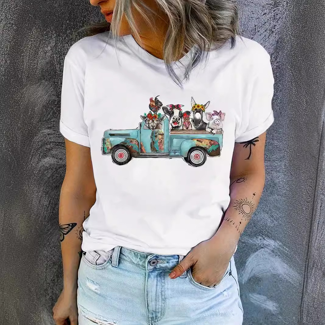 Cartoon pickup animal creative design graphics interesting T -shirt…
