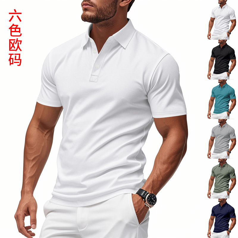New cross-border e-commerce short-sleeved polo shirt for men, casual, breathable, advertising shirt, quick-drying mesh fabric men's t-shirt