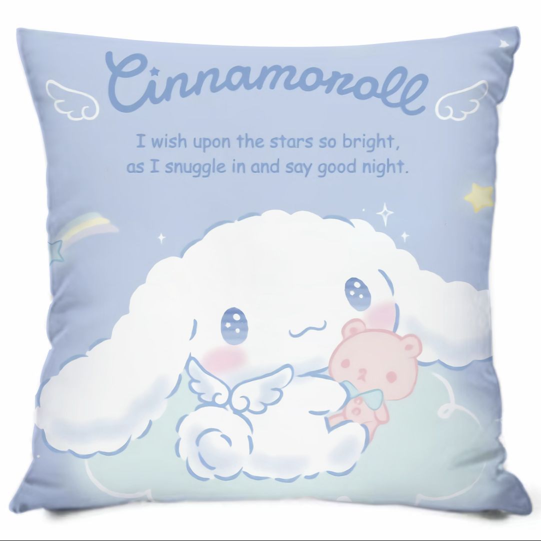 Almohada con estampado de dibujos animados de Sanrio, linda almohada de sofá para dormitorio, cojín de cabecera, cojín de asiento con soporte lumbar para coche