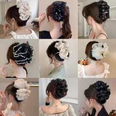 後頭部クリップ、リボンヘアクリップ、女性用クラウドバブルクリップ、高級ヘアアクセサリー、大型サメクリップ、人気スタイル