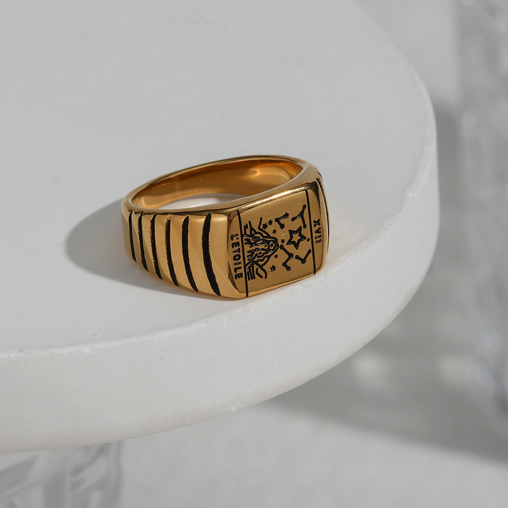 Simple Style Earth Star Moon Stainless Steel Rings Metal Stainless Steel Rings