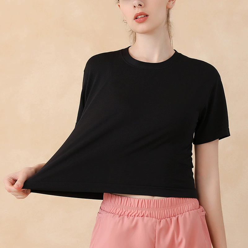 Breathable quick dry summer T-shirt, light and thin sports base yoga clothing for leisure, 2022 collection, with short sleeve