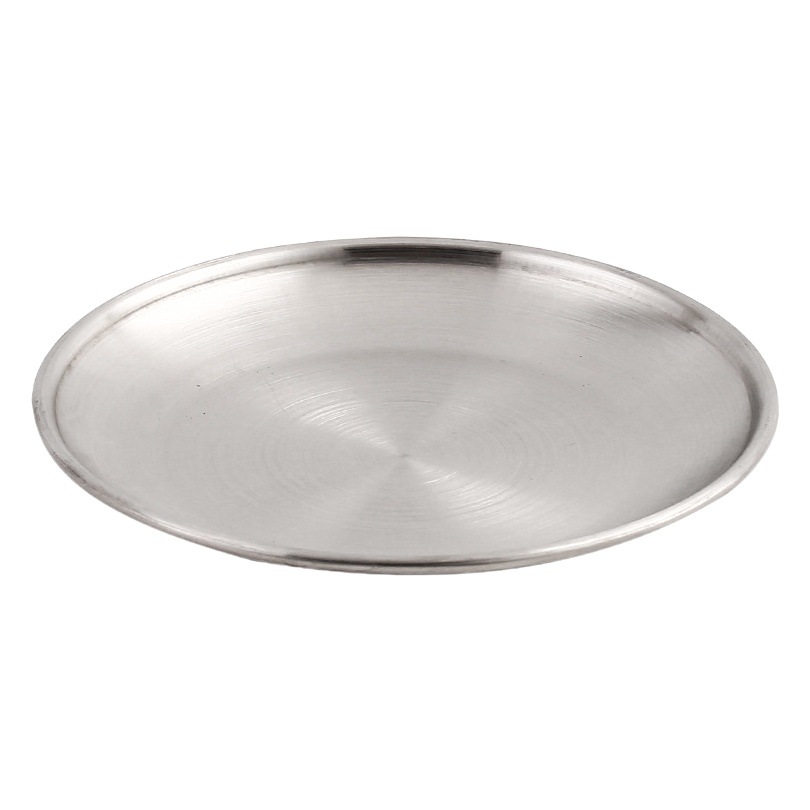 304 Stainless Steel Shallow Plate Korean Style Golden Disc Household Fruit Tray Restaurant Buffet Barbecue Barbecue Plate for Dim Sum