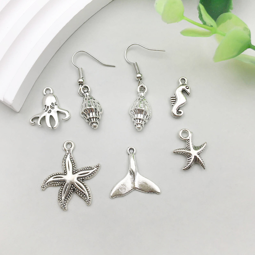 2g Weight Pendant Jewelry Making Type DIY Jewelry Accessories Classification 16 Models Per Model 1, 16/Bag Quantity Alloy Material Starfish, Ocean, Mermaid, Fish Pattern Plating Design Simple Style, Classic Style Style 16 Models Per Model 1, 16/Bag Alloy Starfish Ocean Mermaid Pendant DIY Jewelry Accessories 3