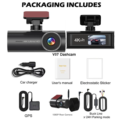 Driving recorder, Cross-Border 4K Driving Recorder Front - front-of-the-car-inside-the-car-wifi-gps-step-down-line