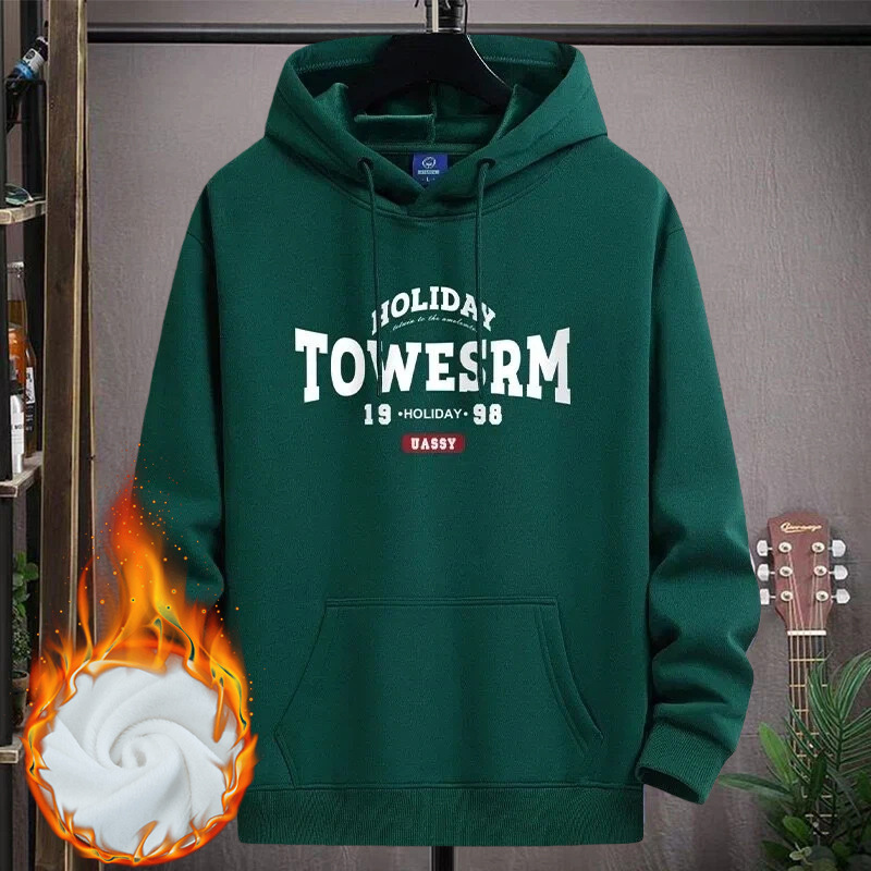 Autumn and winter hooded fleece-lined thick sweatshirt for men, loose and trendy, suitable for teenagers and high school students, hoodie jacket Autumn and winter hooded fleece-lined thick sweatshirt for men, loose and trendy, suitable for teenagers and high school students, hoodie jacket