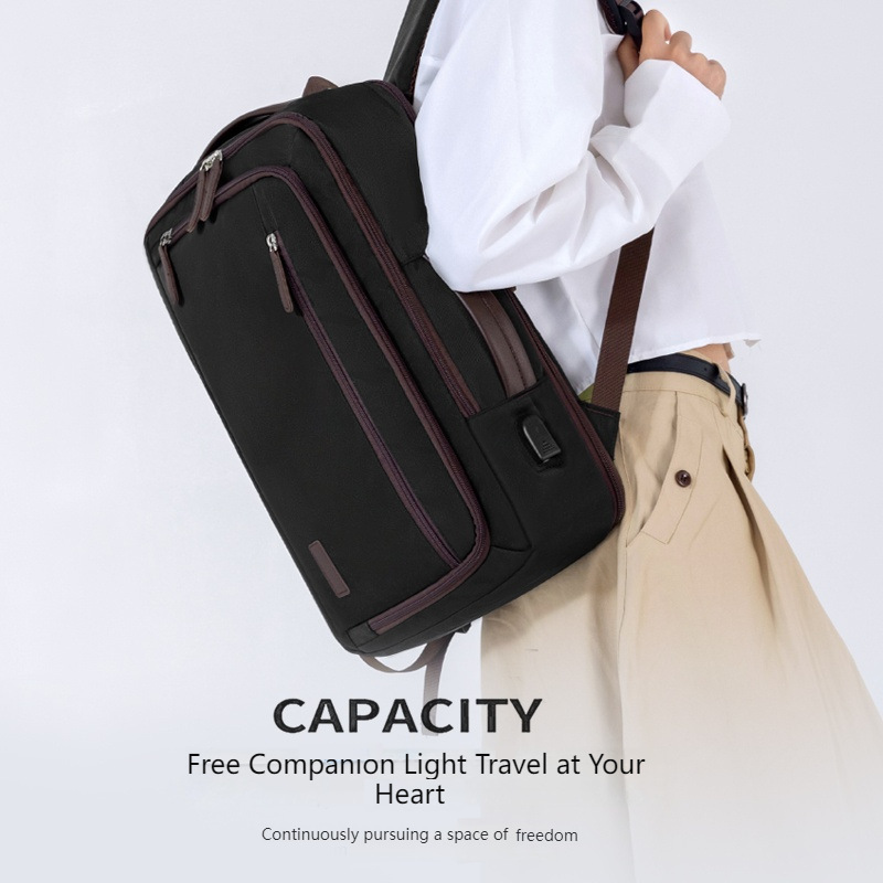 Larga capacidad de colgar tirón USB mochila de negocios expandible multicapa de almacenamiento mochila escolar a prueba de rociadores bolsas de computadora de estudiantes