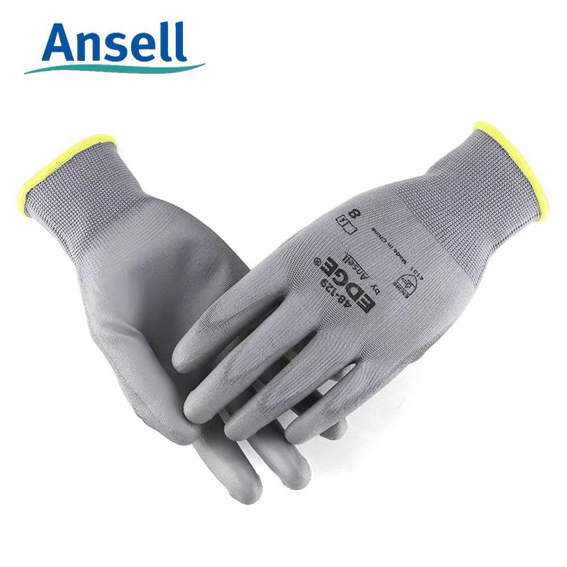 安思尔48-129PU涂层耐磨抗撕裂浸胶劳保手套精细操作防护手套