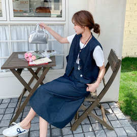 又酷又飒牛仔马甲套装女夏薄款2025超火减龄穿搭半身裙两件套