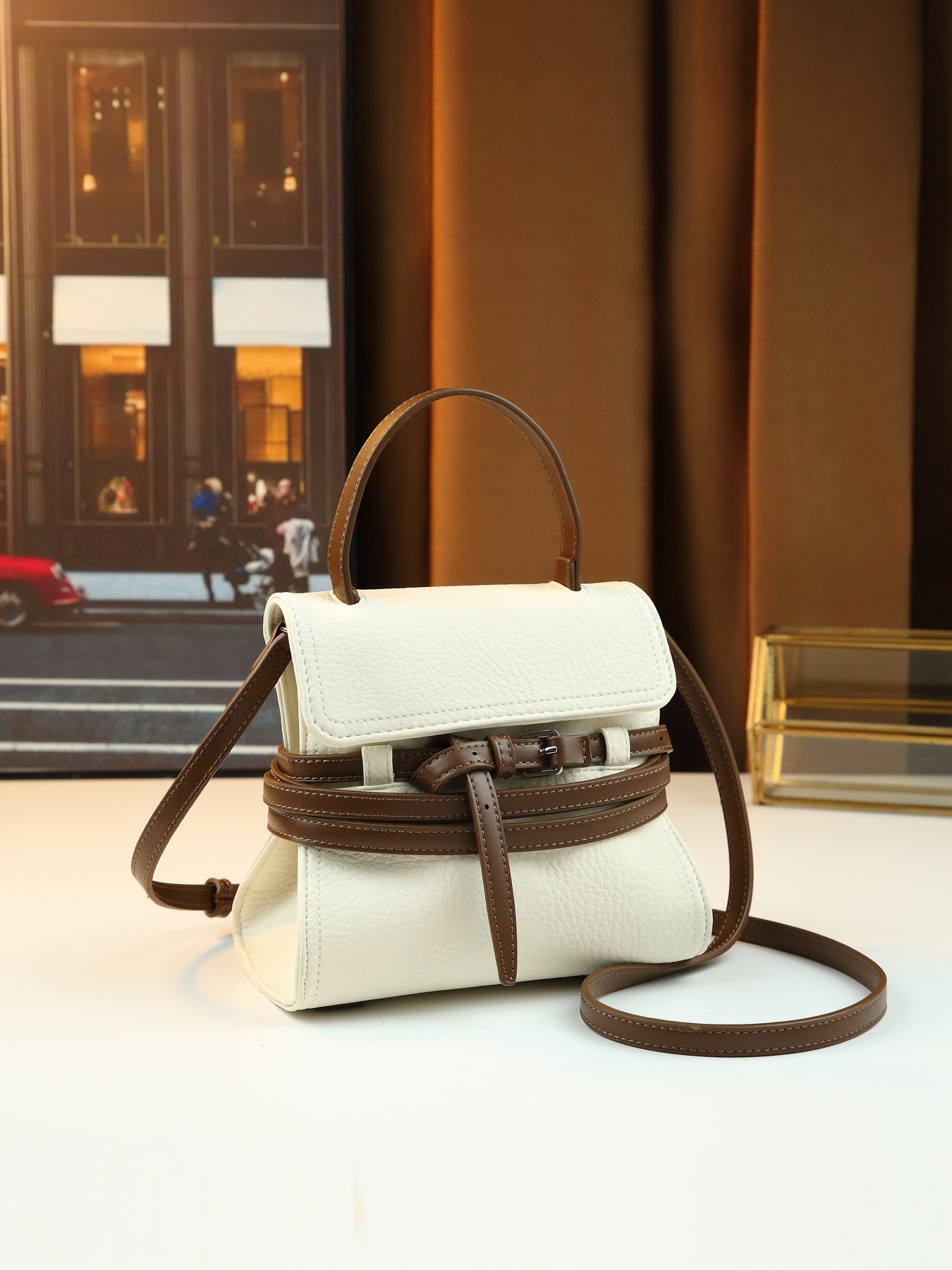 Damen Handtasche Aus Gewachstem Leder Als Umhängetasche Elegant_voghion.com