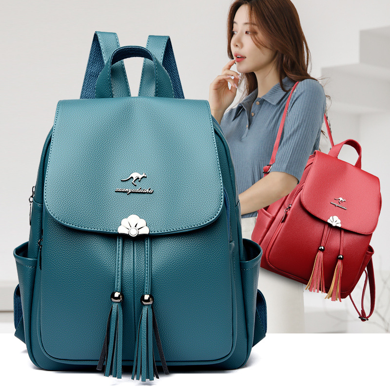 Mochila de borla de moda para mujer 2024 comercio exterior transfronterizo nuevo estilo simple y versátil mochila para mujer mochila de gran capacidad