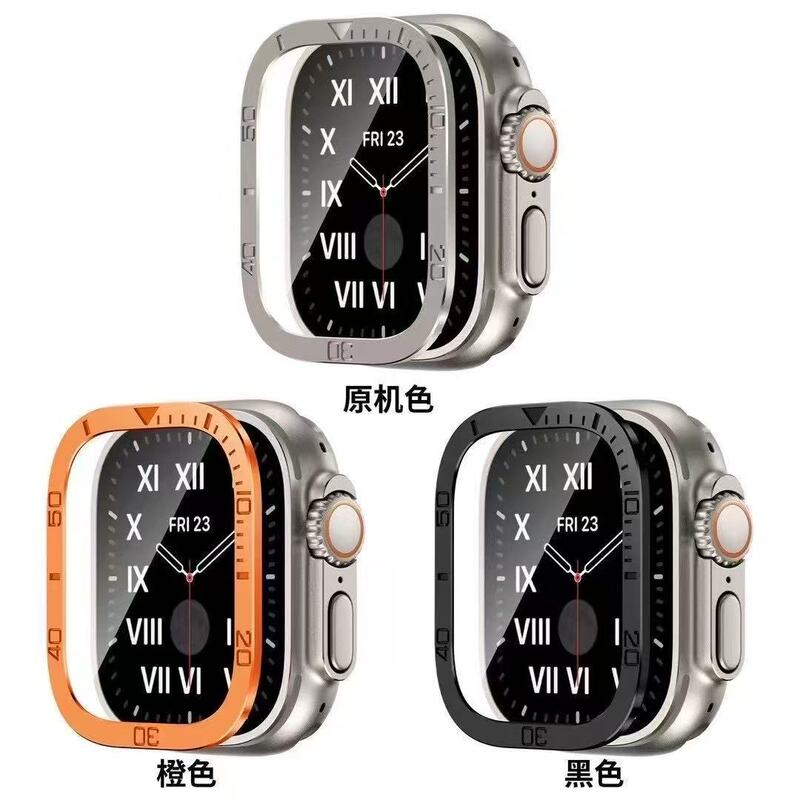 Suitable for Apple Watch Ultra2 Digital Scale Aluminum Alloy 49 Metal Frame Tempered Film Suitable for Apple Watch Ultra2 Digital Scale Aluminum Alloy 49 Metal Frame Tempered Film