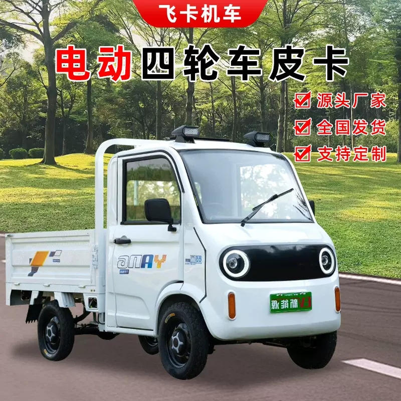 新能源四轮电动皮卡车成人拉货载货家用农用小单排油电两用代步车