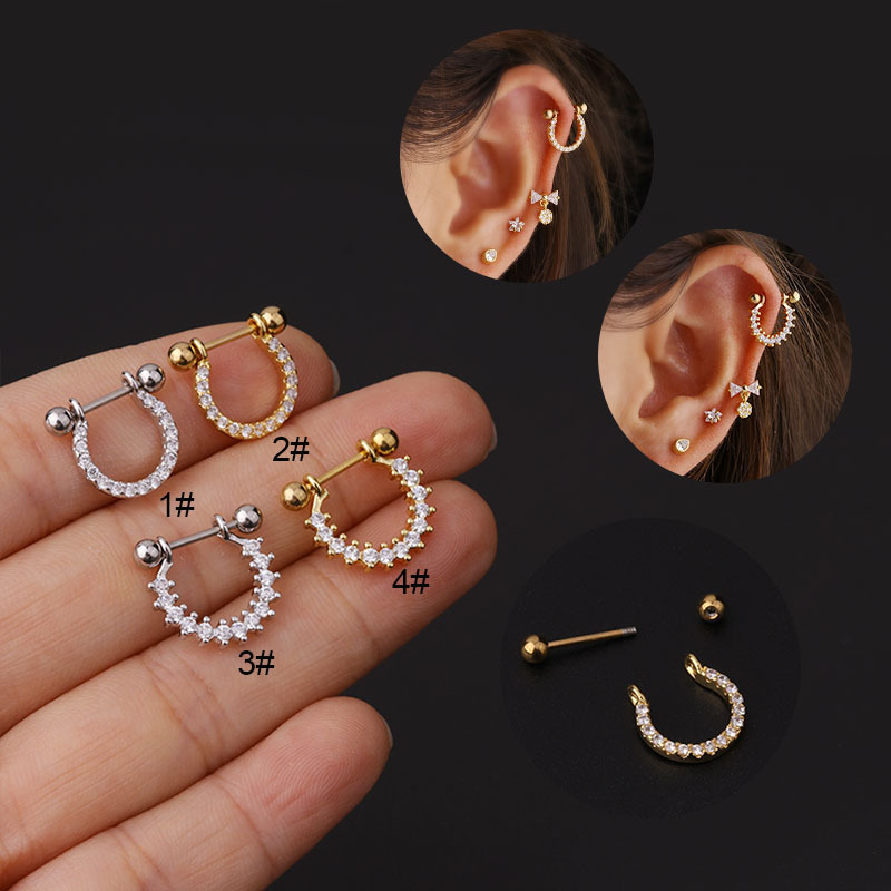 Ear Cartilage Rings & Studs Fashion Geometric Copper Plating Artificial Gemstones display picture 1