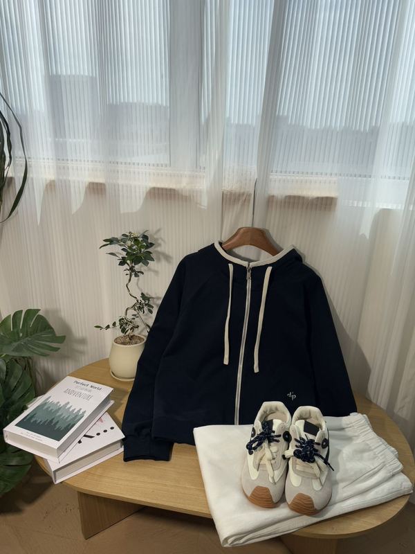 撞色卫衣女双拉链连帽春秋上衣运动休闲外套5QW611H|undefined